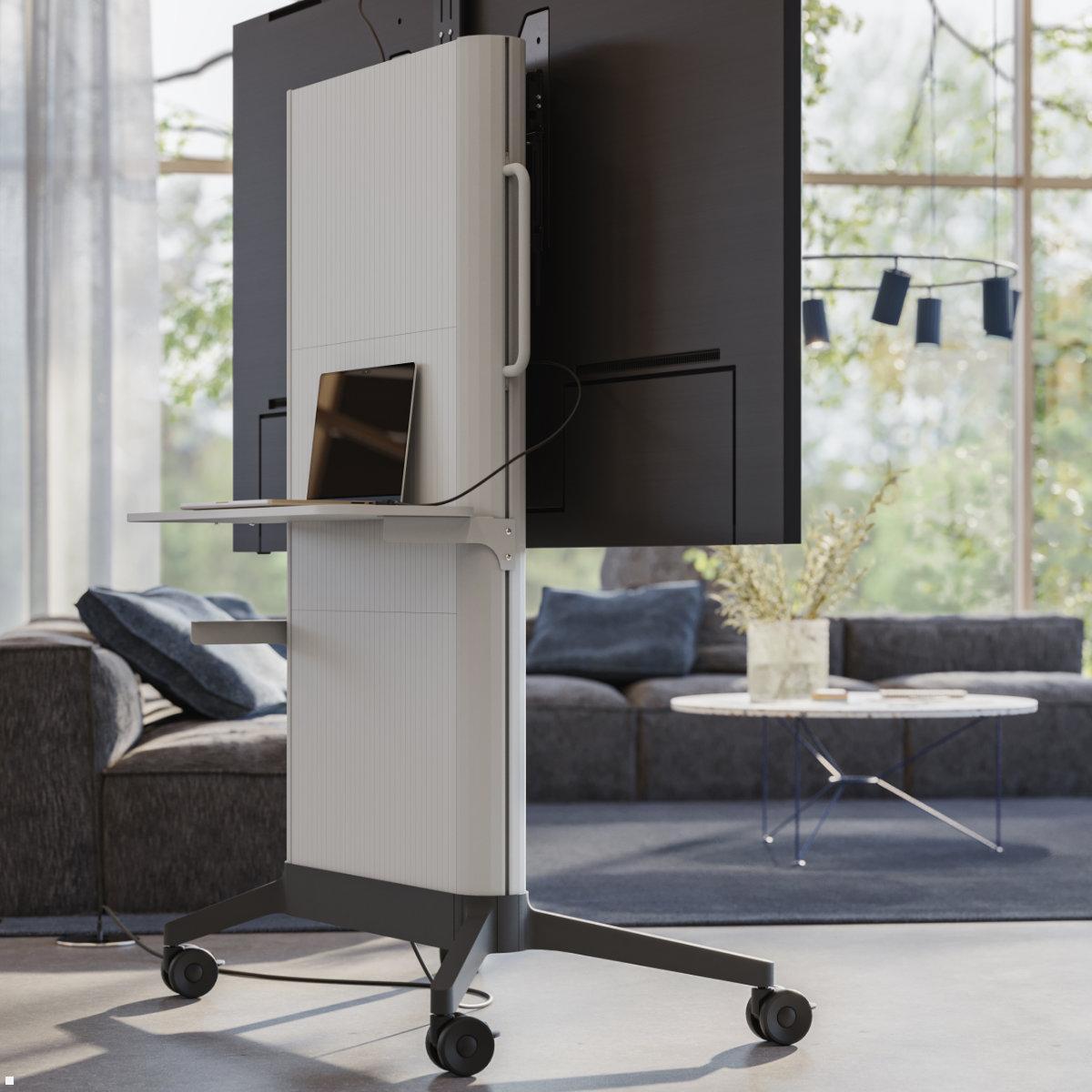 SMS EVER350 mobiler TV Ständer 86 Zoll, MDF Cover grau (16-004-9E), mit Ablage SMS EVER350 mobiler TV Ständer 86 Zoll, MDF Cover grau (16-004-9E), mit Ablage